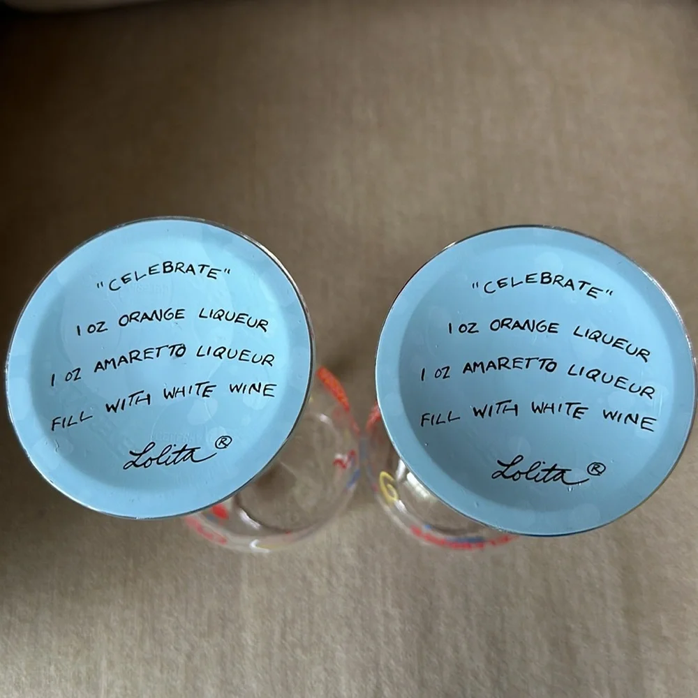 Celebrate Party Hand-painted Acrylic Wine Glasses by Lolita - Set of 2 NWOT